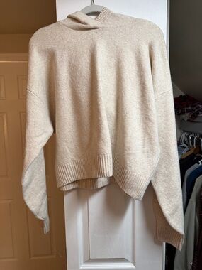 Beige Hooded Women's Sweater Size M